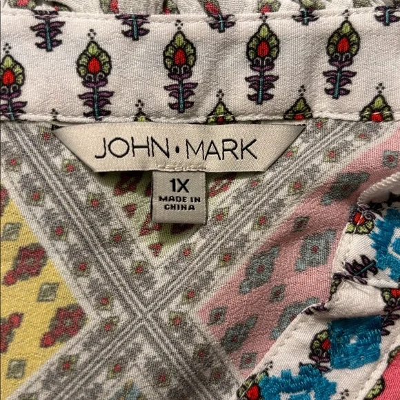 John Mark Multicolored Patchwork Top - Picture 3 of 8